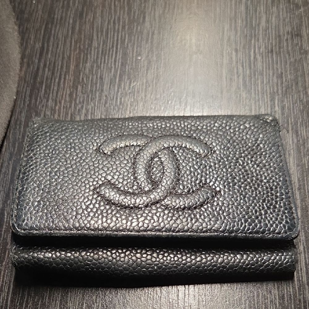 CHANEL Textured Black Card Holder